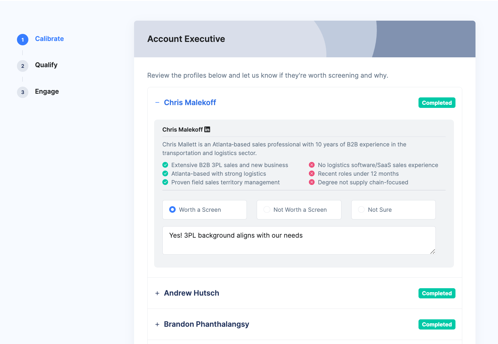Calibration onboarding screenshot