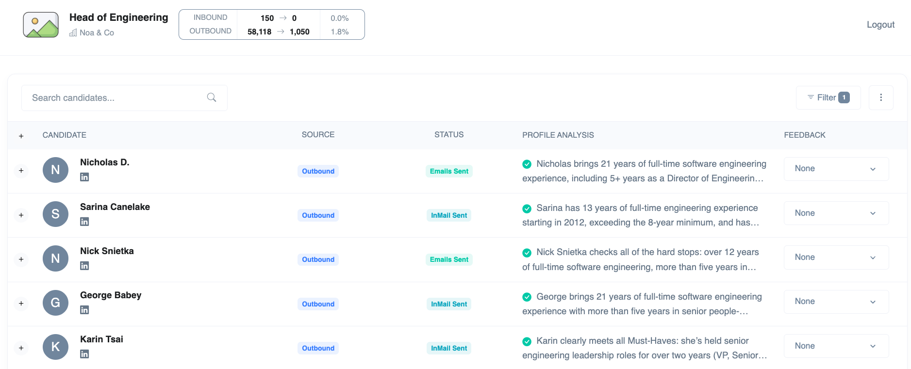 AI Calibration Interface showing candidate feedback and deal-breaker identification
